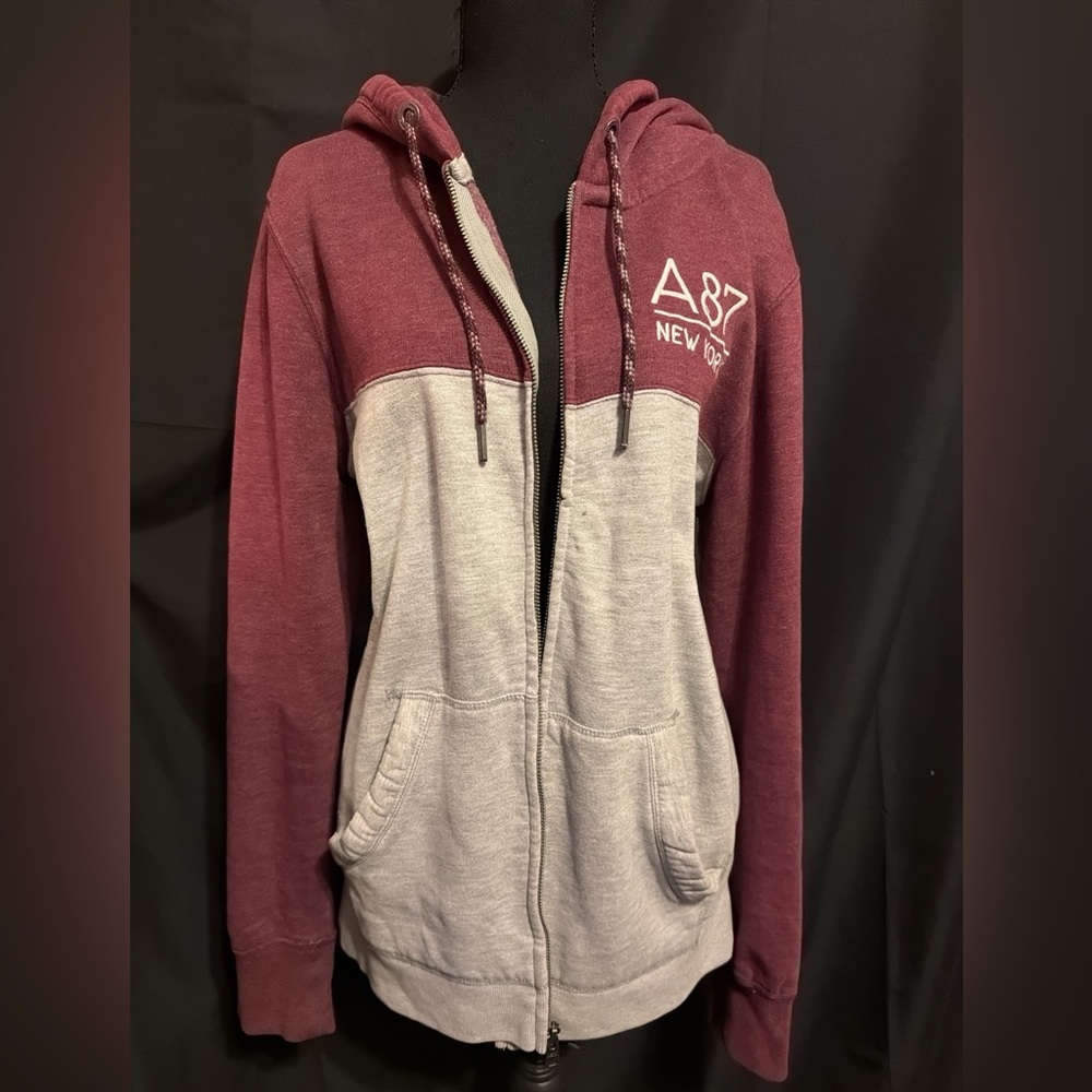 Aeropostale Maroon and Beige Hoodie